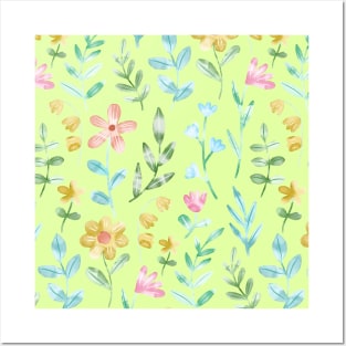 Watercolor Pressed flower pattern Posters and Art